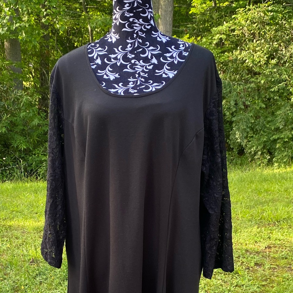 Roaman's Women's Vintage Black Maxi Dress With Lace Size B6 Equal to 3X - Picture 4 of 14